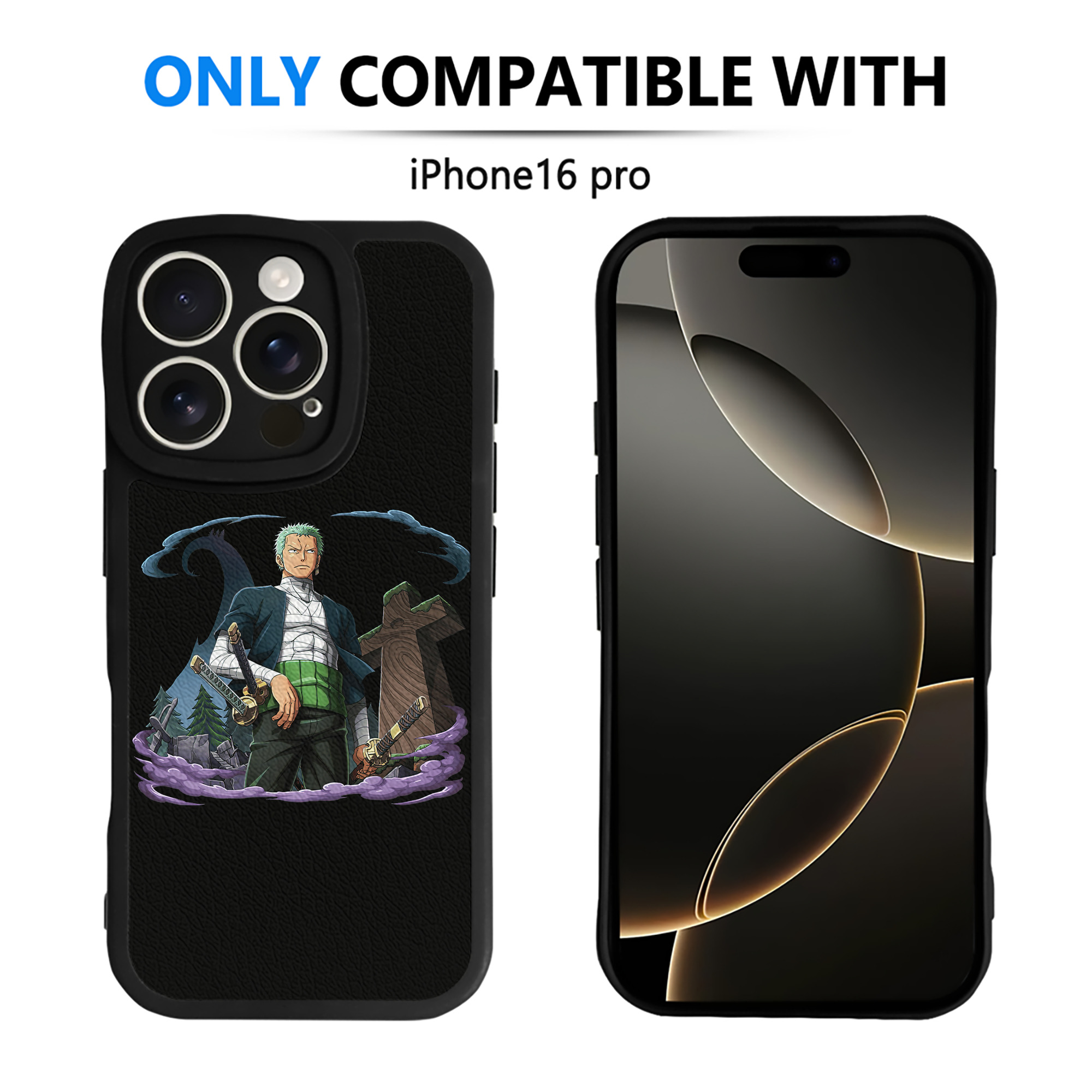 （画像用） ワンピース ロロノア・ゾロ ONE PIECE Roronoa Zoro 【iPhone 16シリーズ対応】シリコンスマホケース（レザー調） 材質：シリコン